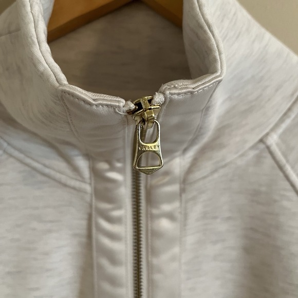 Varley Roxbury Double Soft Zip-Through Sweatshirt Ivory XS Funnel Neck - Picture 3 of 10